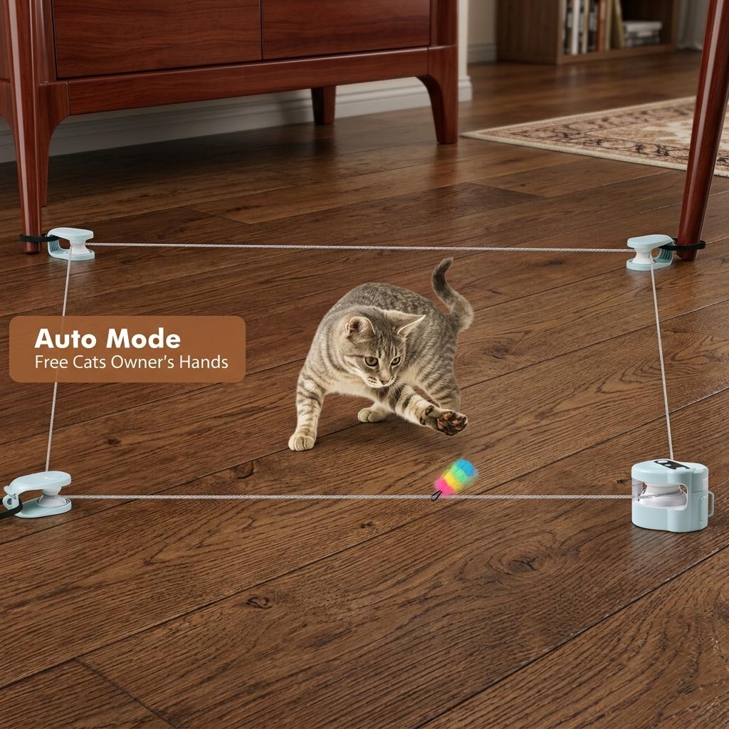 Indoor Cat Playing Toy-Automatic Moving Cat Chase Toy with Interactive Play, Remote Control & Custom Track Design for Exercise & Enrichment Indoor Cat Playing Toy-Automatic Moving Cat Chase Toy with Interactive Play, Remote Control & Custom Track Design for Exercise & Enrichment