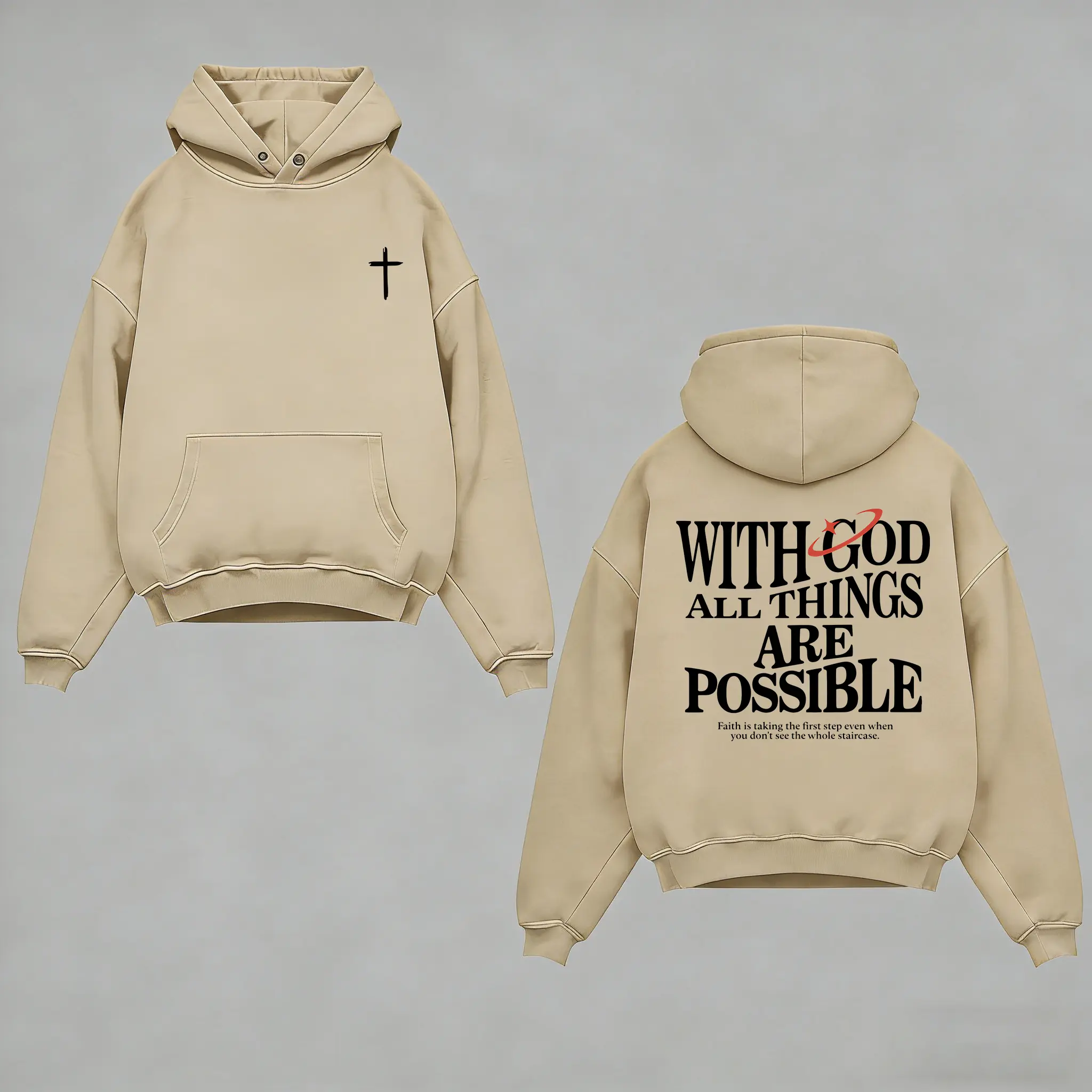 Aesthetic Christian Hoodie – 'With God All Things Are Possible' Bible Verse Pullover, Cozy Oversized Faith Streetwear, Limited Edition Easter Gift
