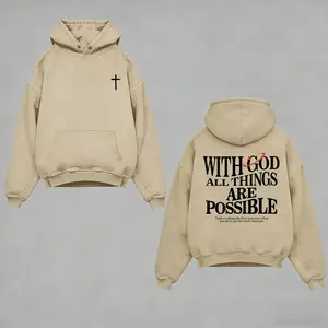 Aesthetic Christian Hoodie – 'With God All Things Are Possible' Bible Verse Pullover, Cozy Oversized Faith Streetwear, Limited Edition Easter Gift