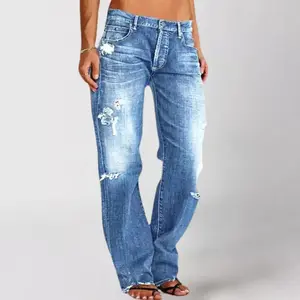 Faded Straight-Leg Jeans for Women