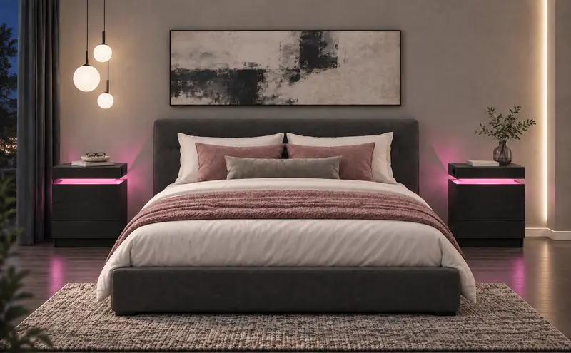LIKIMIO Nightstand with Charging Station & LED Lights, Modern Bedside Table with 2- or 3-Drawer Options, Sliding Top, Standard Top or Lockable Top Drawer, End Table for Bedroom & Small Spaces Nightstand With Drawers