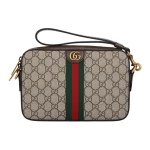 Gucci Ophidia GG Monogram Camera Bag with Leather Trim for Men and Women