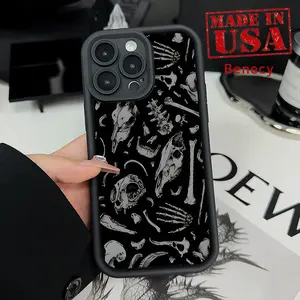 Sheep Skull Pattern TPU Phone Case for iPhone 15 16 14 Pro Max 13 12 11 XR XS Plus E Shockproof Drop Protection Rugged Durable Silicone Cover Cellphone Protective Casing
