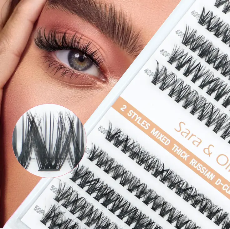 3D Individual Eyelash Clusters, 200 Pcs Synthetic Cosmetic Lash Extensions, 8-16mm Mixed Length Tray for DIY Application, Diy Eyelashes Clusters