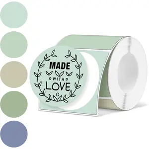 5 Colors Circle Thermal Sticker Labels Self Adhesive Round Direct Thermal Labels Multipurpose Printer Stickers for DIY, Name Tag 250 count/1 Roll(Morandi Summer,2 Inch)