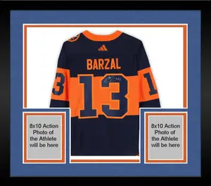 Framed Mathew Barzal New York Islanders Autographed 2024 Stadium Series Adidas Authentic Jersey - Fanatics Authentic Certified