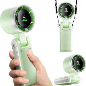 Portable Foldable Handheld Fan - USB Rechargeable, Ultra-Quiet 5-Speed Adjustable, 3600mAh Battery (10H Runtime) for Office Desk, Bedroom, Dorm, Outdoor Travel, Adjustable Speeds Fan