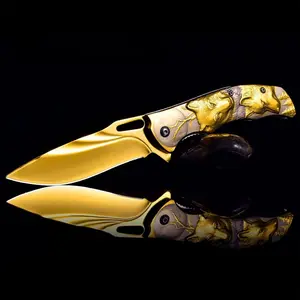 Folding Knife With Wolf Relief Pattern, Men's Pocket Knife, Outdoor Camping and Hiking