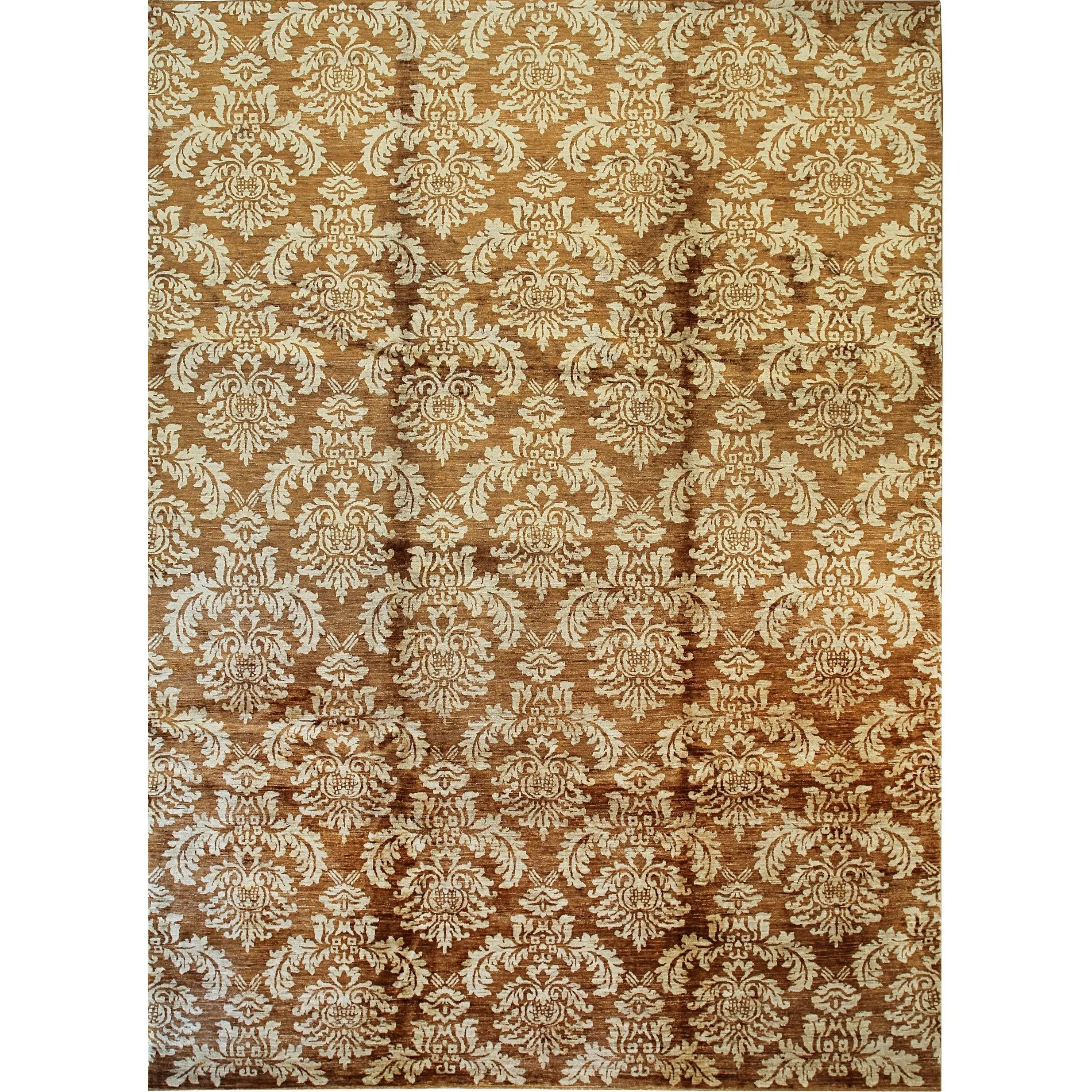 Refined Bespoke Brown Hand Knotted Afghan Wool Rug