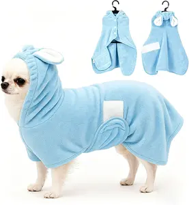 Quick-Drying Dog Bathrobe, Dog Bath Robe with Hood,Pet Dressing Gown with Adjustable Belly Band, Super-Absorbent Super-Soft Fabric,Quick Dry Dog Bathrobe for Small Medium Dogs & Cats,Reduces Drying Time