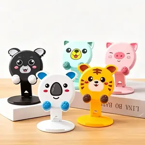 Cute Animal Phone Stand, Foldable Cartoon Pig Tiger Panda Koala Model, Ideal for Home Office Bedside Use, Fun and Practical Design