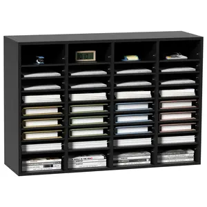 VEVOR Wood Literature Organizer, TikTokShopBlackFriday, 36 Compartments, File Sorter with Removable Shelves, Mailboxes Slot for Office Home Classroom Mailrooms Organization, EPA Certified, Black