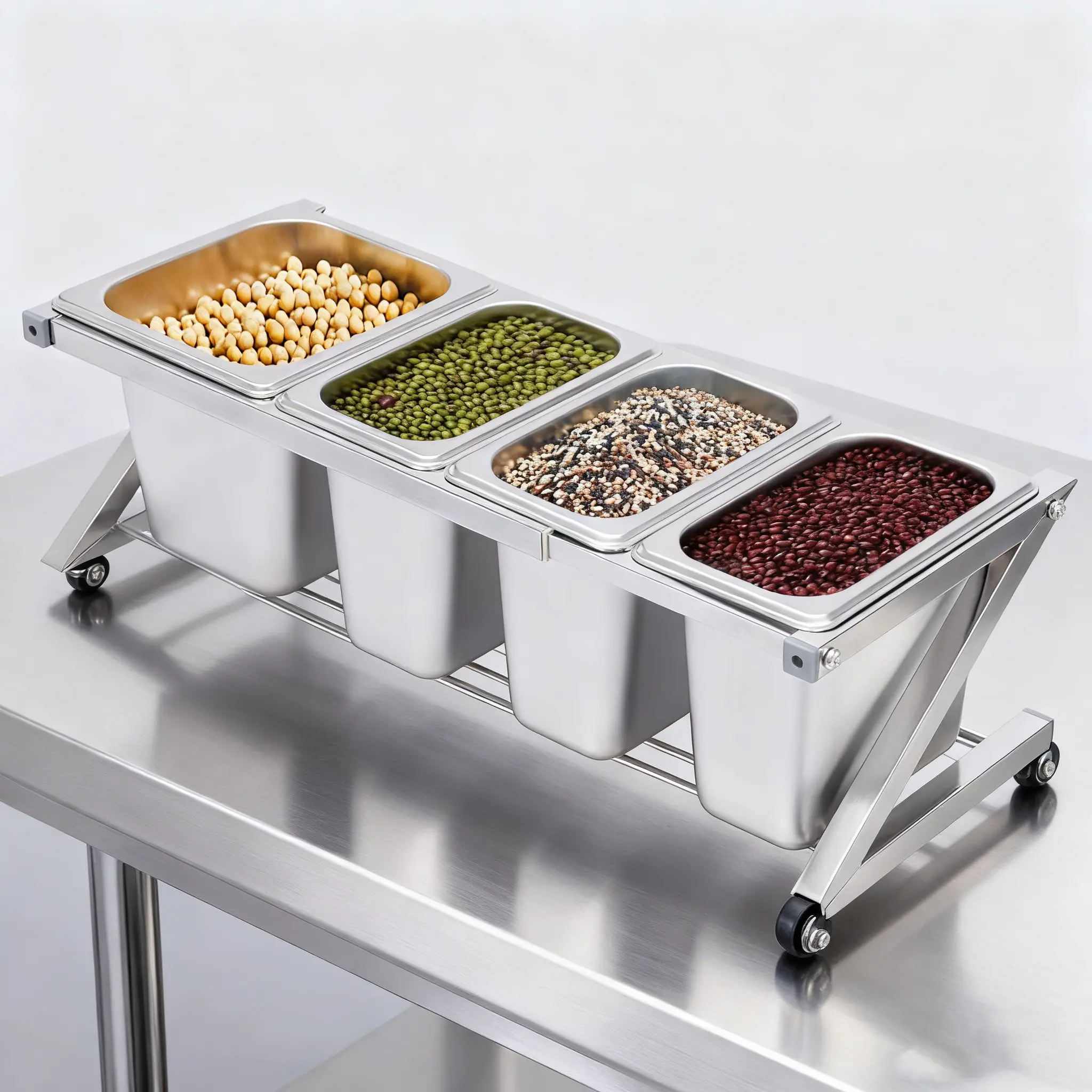 Silver Stainless Steel Adjustable Length Freestanding Condiment Rack - Includes Spoon, Lid, Ergonomic Covered Pizza Cutter, 17.5*11*15cm, 1.6L/2.2L Capacity, 3.5kg Weight, Kitchen Shelf for Containers, Multiple Pans, Utensils (Home & Commercial Kitchen),