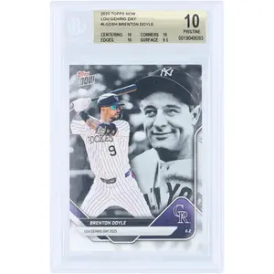 Brenton Doyle Colorado Rockies 2025 Topps Now Lou Gehrig Day #LGD-SH BGS Authenticated 10 Card - 10,10,10,9.5 Subgrades