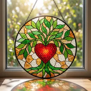 Strawberry-shaped stained glass window decorations, strawberry flowers, gifts for fruit lovers, strawberry-shaped window ornaments, kitchen window decorations.