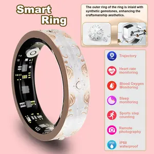 2026 New Enamel Gemstone Smart Ring, Blood Pressure Oxygen Sleep Monitor, IP68 Waterproof, Health Tracker, Fashion Jewelry for Women