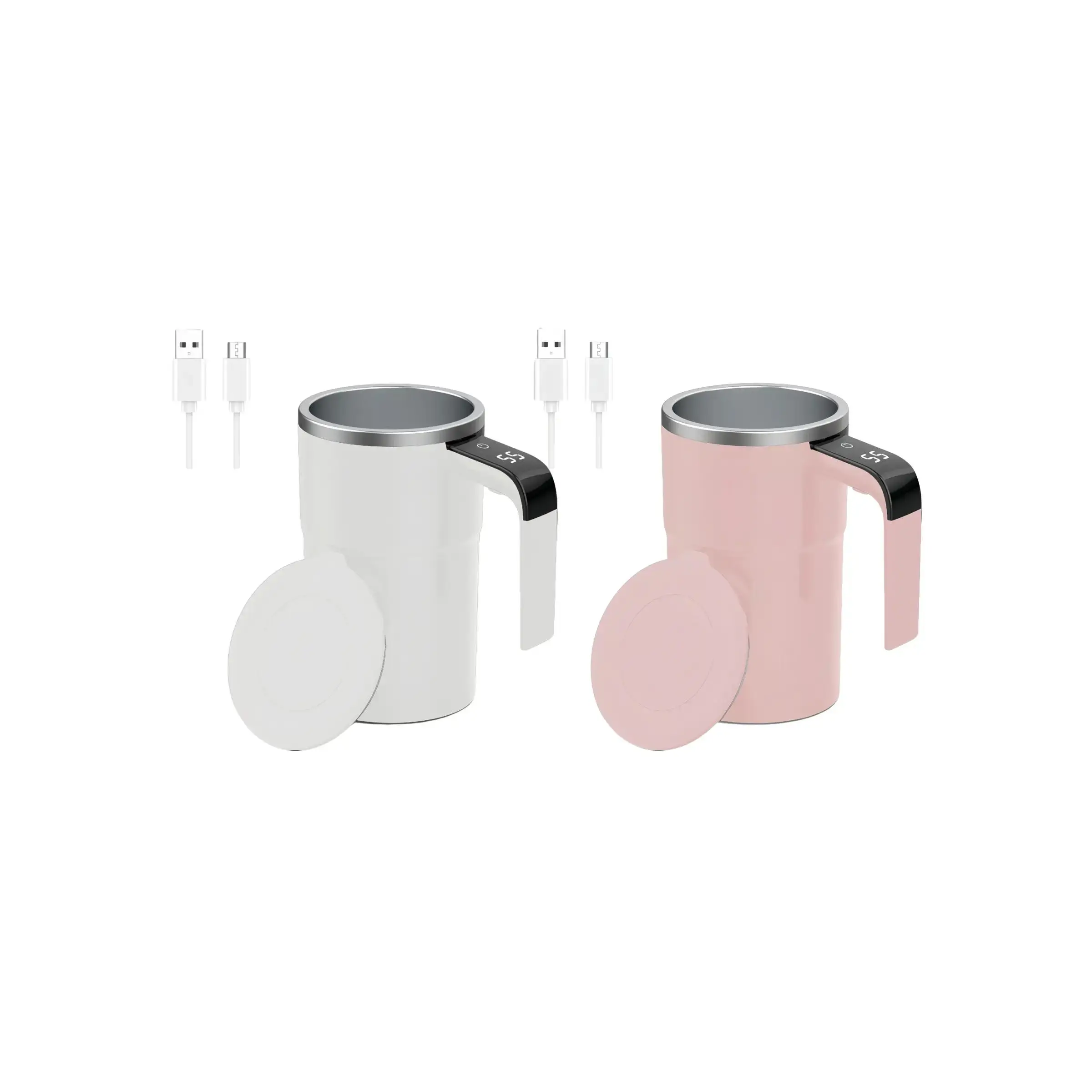 Automatic Stirring Cup with Lid, USB Rechargeable Automatic Magnetic Coffee Cup with Display Temperature, Suitable for Office, Home, Outdoor