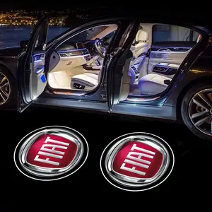 2pcs LED Car Door Welcome Light, Fits Fiat Ducato 500 Grande Panda Tipo Punto Abarth Pulse Strada 600, Car Logo Projector Lights Accessory