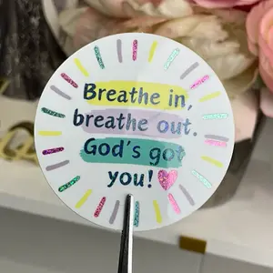 Breathe in Breathe Out God's Got You 2"x2" Pixie Dust Effect Inspirational Quote Waterproof Vinyl Laptop Sticker