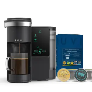 The Bruvi Bundle in Black | Single-Serve Coffee System | Includes 20 Coffee and Espresso B-Pods + Bruvi Coffee Brewer Black