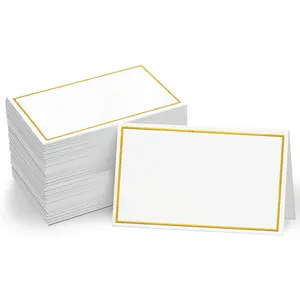 110 PCS Tent Cards with Gold Foil Border Delicate Seating Cards for Wedding Table Dinner Parties Receptions (Each Measures 2' x 3.5')