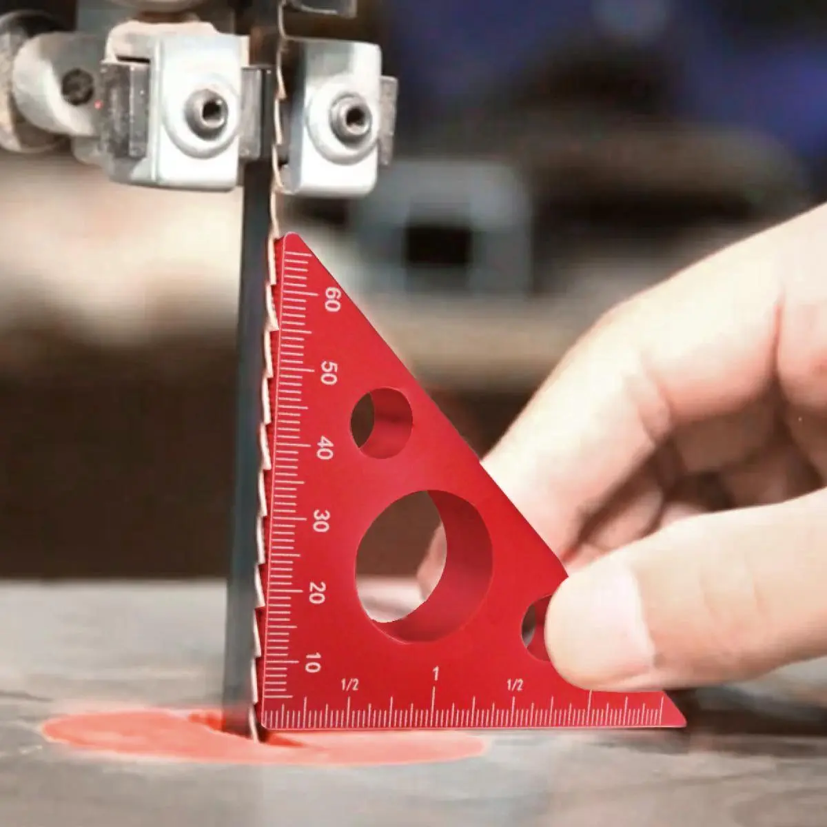 45 & 90 Degree Triangle Ruler, Triangular Aluminum Alloy Triangle Ruler with Imperial and Metric Scales, Height Measuring Tool for Woodworking Workshop Table, Measuring Instrument