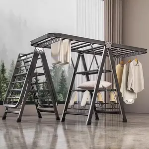 Heavy-duty Stainless Steel Roller ClothesRack,Household Foldable Wing-Type ClothesDrying Rack with Wheels & Windproof Bars -Indoor/Outdoor Use, Built-in Slipper Rack, Perfectfor Towels, Clothes & Quilts