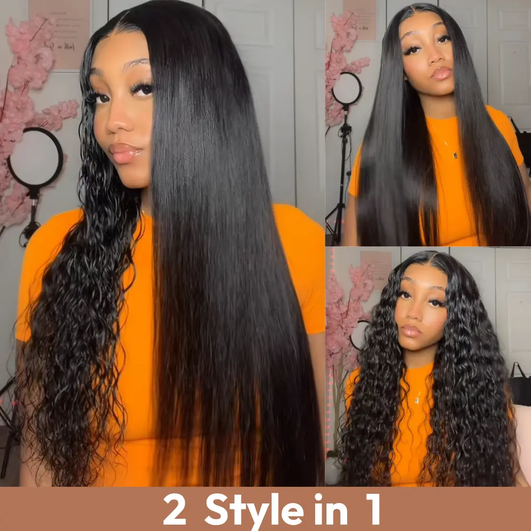 [2-in-1]UNice ByeBye Bye Slip Wet and Wavy Straight to Water Wave 7x5/13x4 Lace Frontal Human Hair Wigs with Invisi Drawstring Natural Hairline #tiktokshopstockup