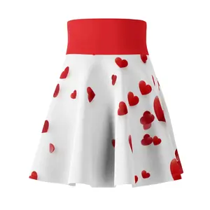 Charming Love Heart Mini Skirt - Trendy Red Hearts on White_ Valentine's Day Gift
