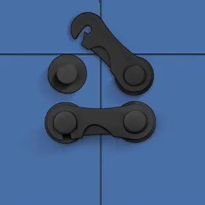 2pcs Multifunctional Industrial Science Safety Lock Safety Cabinet Drawer Door Buckle Home black Bathroom Refrigerator Lock, Freezer Lock