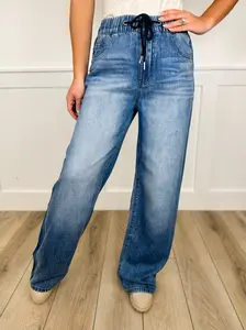 Judy Blue Mary High-Rise Wide Leg Medium Wash Lightweight Jeans