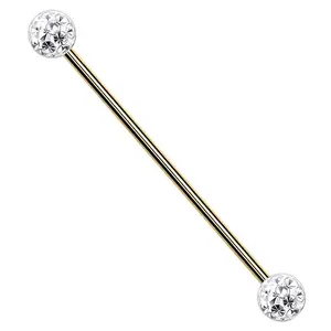 Glitterball Gold PVD Industrial Barbell