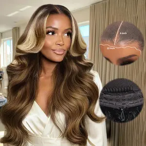 Nadula 13x4 Pre everything Loose Body Wave Honey Chestnut Brown Wig with Blonde Face-Framing Highlights Glueless Human Hair Wigs TikTokShopStockUp