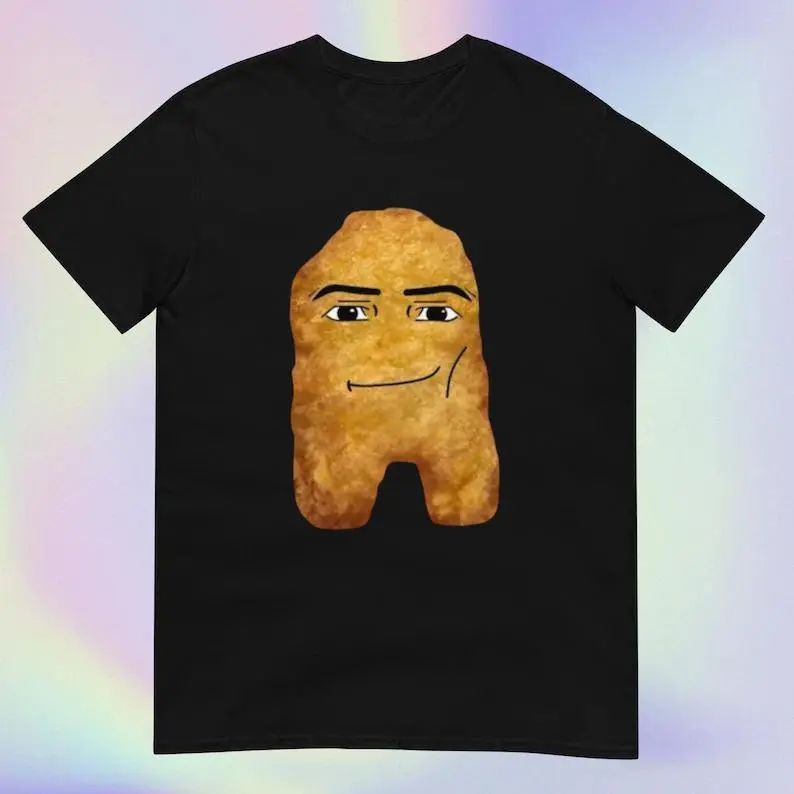 Unisex Short-Sleeve T-Shirt - Men's Round Neck Streetwear Top with Chicken Nugget Funny Meme Random Viral Print, Machine Washable Casual Adult Gift