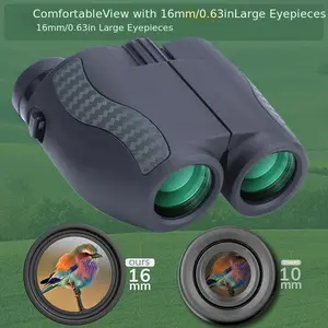10x25 Zoom Binoculars, Compact Pocket-Fit BAK4 Prism-Equipped Optics with Low-Light Vision, Rubber Armor, Ideal for Bird Watching, Hiking (Sports & Outdoor Hunting Equipment)