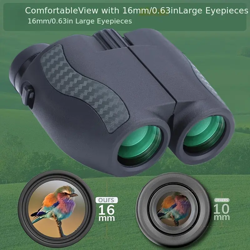 10x25 Compact Portable Binoculars for Bird Watching & Hunting, High-Powered Travel Optics with BAK4 Prism, FMC Lenses, Rubber Armor & Low Light Vision for Concerts