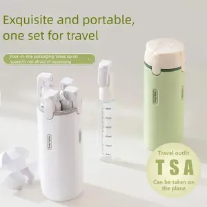 4-in-1 Travel Dispenser Bottles Refillable,Leakproof TSA Approved Toiletry Container,Travel Shampooand Conditioner Bottles, No Spill Space SavingCompact,for Vacation Business Trip(White) containers