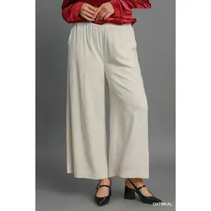 BT {Still A Chance} Oatmeal Embellished Linen Pants PLUS SIZE XL 1X 2X