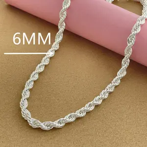 Rope Chain 6MM In Fine Silver Plated No Tarnish