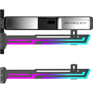 GPU Bracket, ARGB GPU Support, Black Steel, Case Mount, 5V ARGB Sync, Adjustable Length & Height, RTX 4060/4080/4090/5700/6700 Compatible