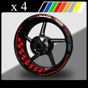 16PCS Car Sticker Set, Car Decals, Waterproof, Durable, Self-adhesive, Vinyl Sticker, Sticker for Cars, Suitable for 17-inch Wheel Trim, Eye-catching Striped Grid Design, Vehicle Exterior Accessories, The Best Choice for Outdoor Cycling Enthusiasts