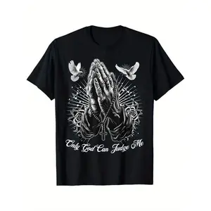 Ootd T Shirt Only God Can Judge Me Prayer Hands Chicano Tattoo Doves T-Shirt