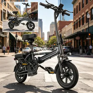 B 2026 Upgraded 14" Compact Mini Electric Bike 500W(750W Peak) Pure Aluminum Frame, 22MPH Speed, 40 Miles Range, No Sweating Commute with Electric Assist for Hills & Long Distances