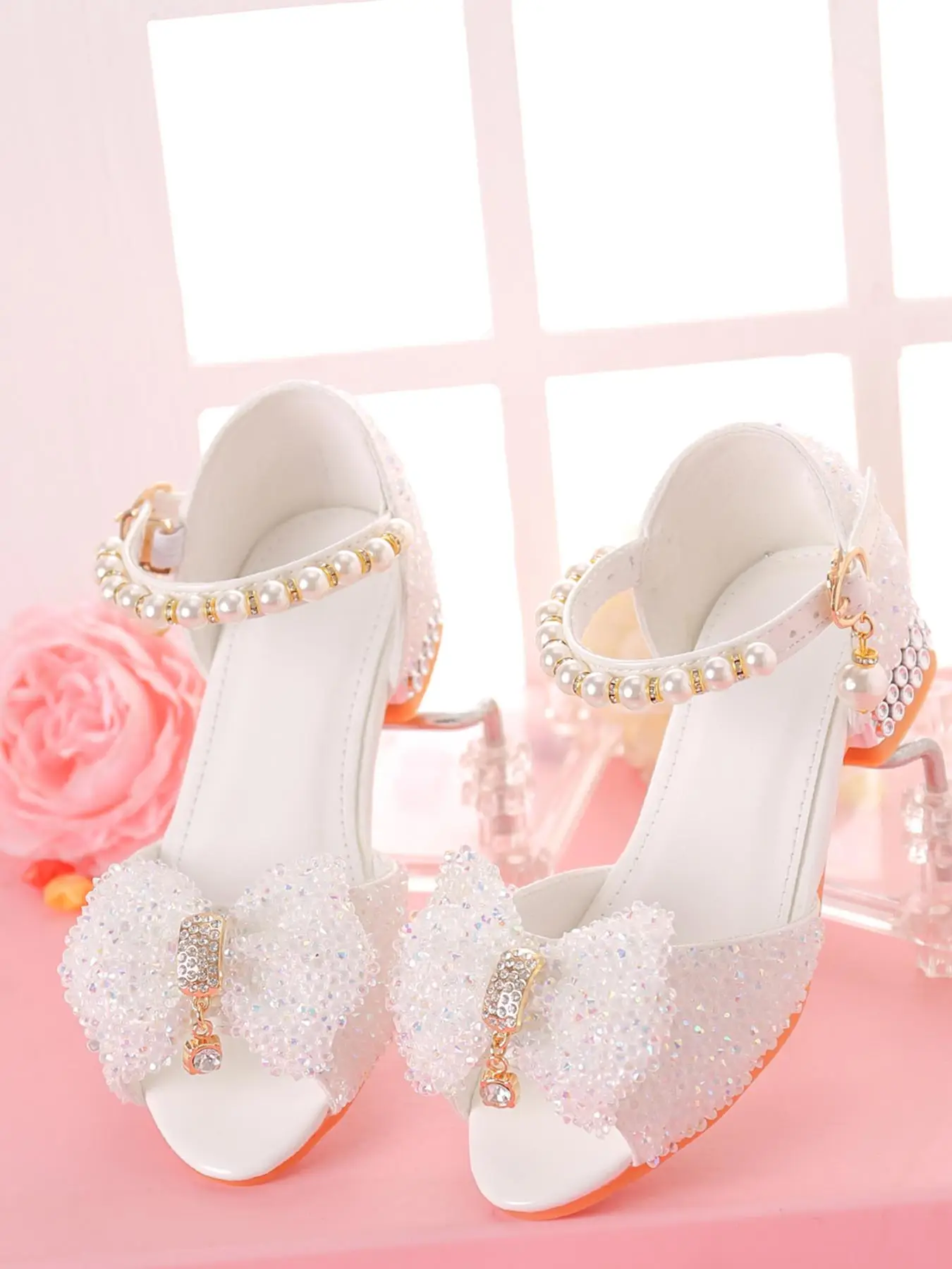 Girl's Elegant Rhinestone Decorated Bowknot Design Sandals, Cute Comfortable Sandals for Party, Daily Clothing Decor for Girl, Stylish Footwear