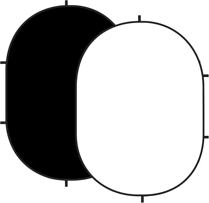 Kate Collapsible Camera Backdrop, 5x6.5ft(1.5x2m) White & Black Twist Flex Folding Pop-Up Background for Photoshoot, Headshots, Camera Accessories