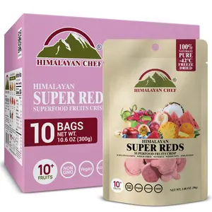 Himalayan Chef Super Reds Freeze-Dried Fruit Crisps, 30g/each 10 Pack | 10+ Superfood Fruits | Healthy Snacks Packed with Multivitamins, High Fiber & Antioxidants for Energy Boost
