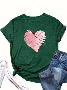 Plus size Women's Loose Fit Plus Size T-Shirt, Casual Summer Comfortable Top, Fitted Style, Moderate Fabric Thickness, Ideal for Daily Wear, Knit