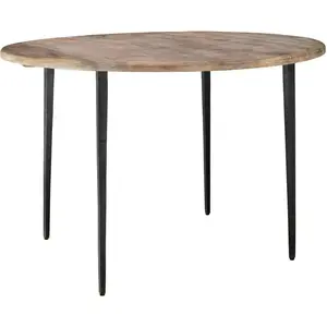 43" Wood Top Metal Base Bistro Dining Table