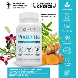 PodiVite | Foot & Ankle Support Formula for Plantar Fasciitis, Heel Relief, Chronic Foot Discomfort & Nerve Function Support with Turmeric, Alpha Lipoic Acid & Glucosamine (120 Capsules)