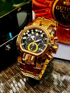 Retro Punk Men's Oversized Watch, Chronograph Model&Minute/Hour Timing&24-Hour Display&Calendar Display, and Compass, Trendy Luxury Eye-Catching Piece&Combines Visual Impact Practicality on the Wrist, Street Trend Punk Style Watch